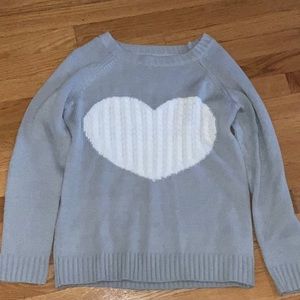 Grey and white heart detail sweater
